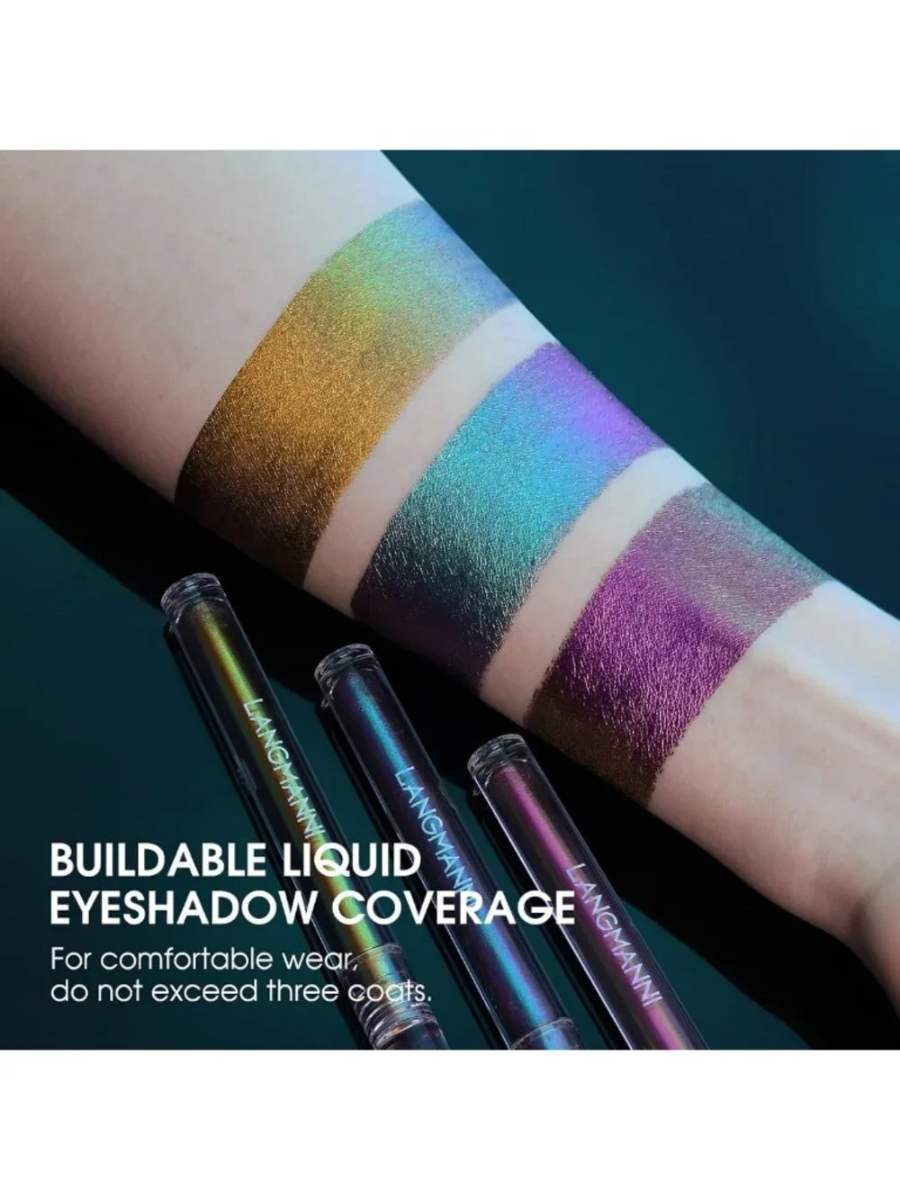 3Pcs Holographic Multichrome Liquid Eyeshadow Set - Iridescent Makeup Trio
